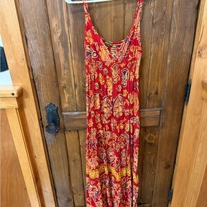 Red and Yellow Floral African Maxi Dress
